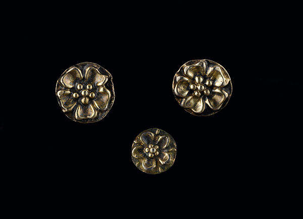 Three Rosette Buttons, from the Colmar Treasure, Gilded silver 