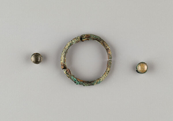 Round Fitting and Two Buttons, from the Colmar Treasure, Silver 