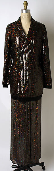 Evening ensemble, Jean Paul Gaultier (French, born 1952), polyester, plastic, silk, rayon, French 
