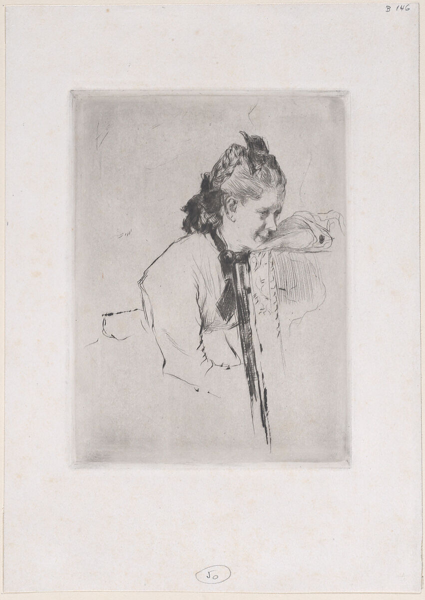Femme de métier (étude de jeune fille appuyée sur une chaise), Marcellin Desboutin (French, Cérilly 1823–1902 Nice), Drypoint 
