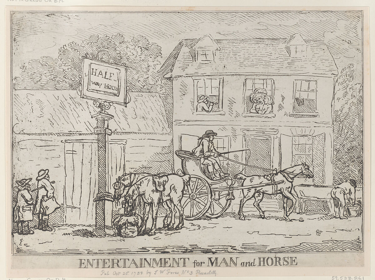 Entertainment for Man and Horse, Thomas Rowlandson (British, London 1757–1827 London) ?, Etching 