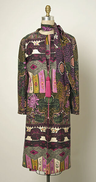 Ensemble, Valentino (Italian, born 1932), a, d) synthetic fiber
b) wool 
c) leather, Italian 