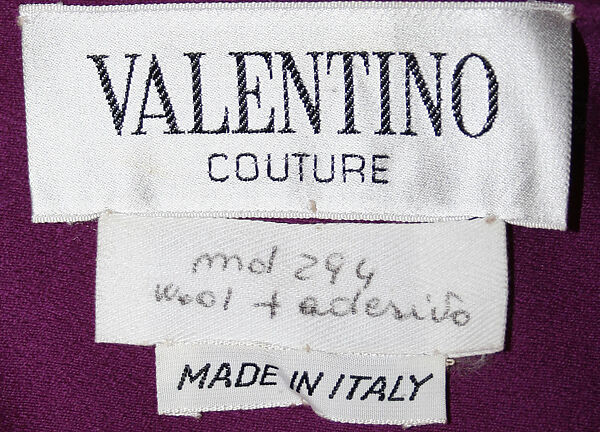 Ensemble, Valentino S.p.A. (Italian, founded 1959), a, d) synthetic fiber
b) wool 
c) leather, Italian