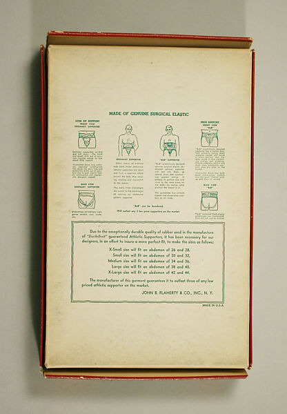 Jockstrap, J. B. Flaherty Co., Inc. (American), (a) rubber, cotton, (b) cotton, (c) paper, American
