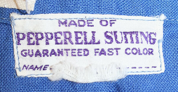 Athletic jumpsuit, Pepperell Manufacturing Company (American, Biddeford, Maine founded 1849), cotton, American