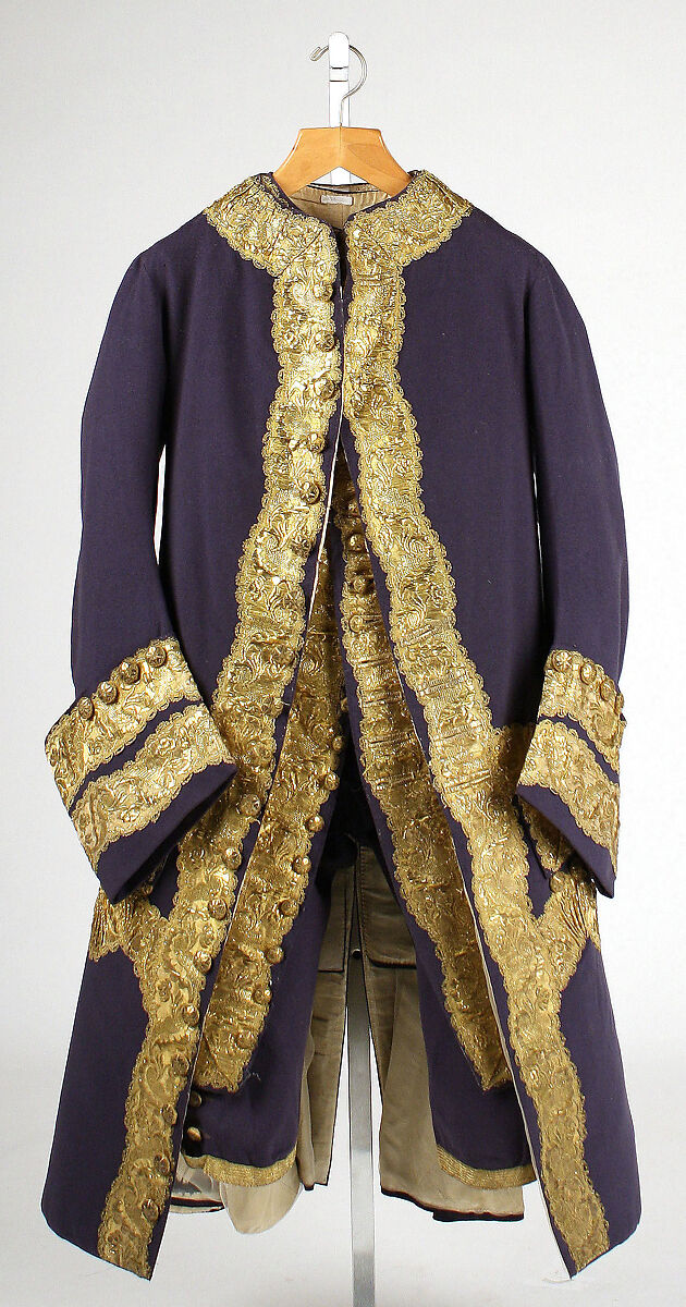 Suit, wool, gilt metal, British