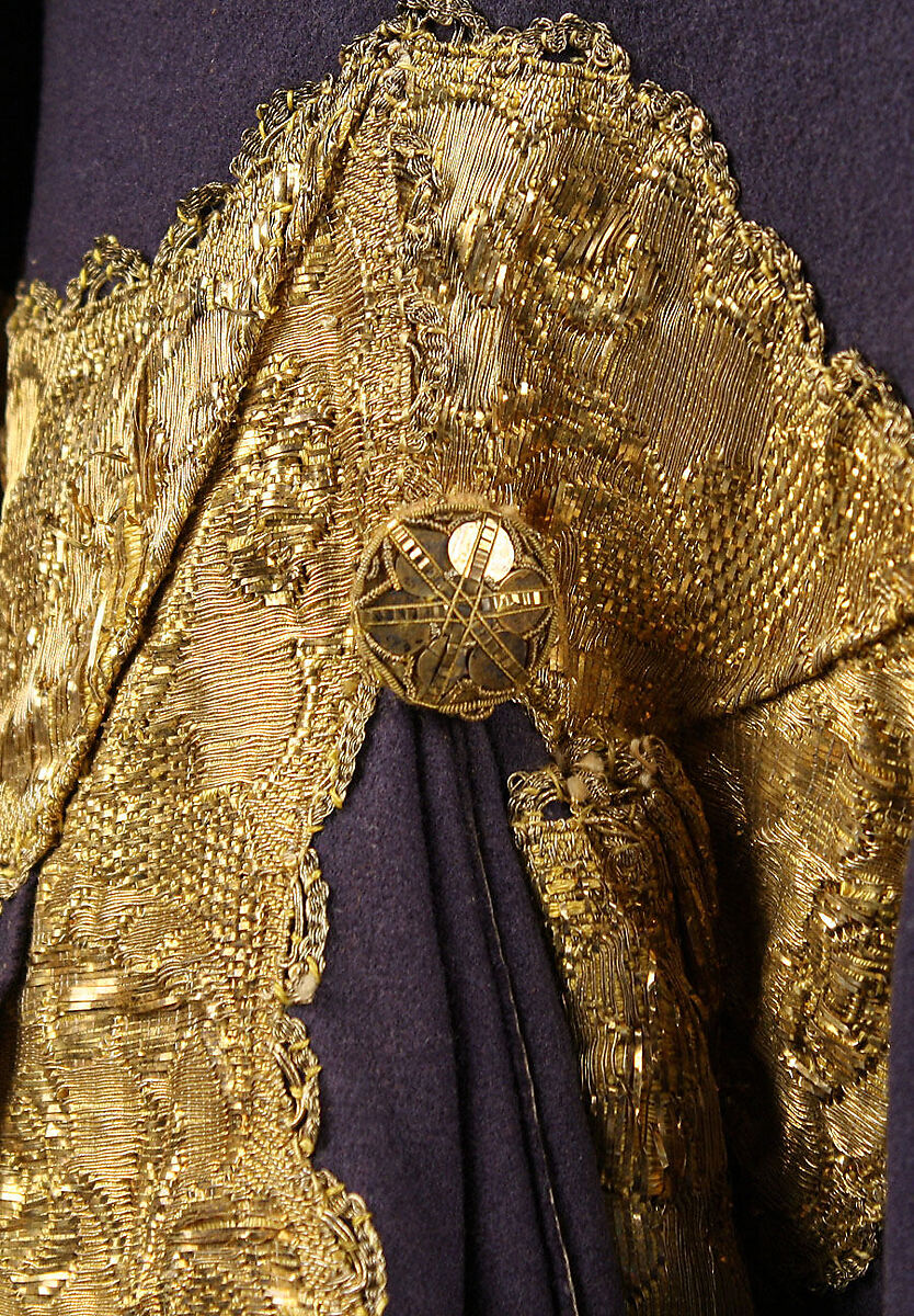 Suit, wool, gilt metal, British