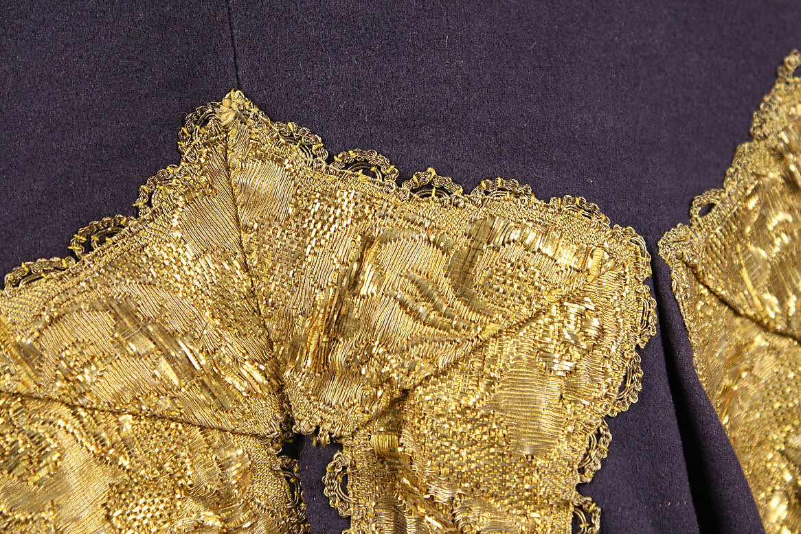 Suit, wool, gilt metal, British