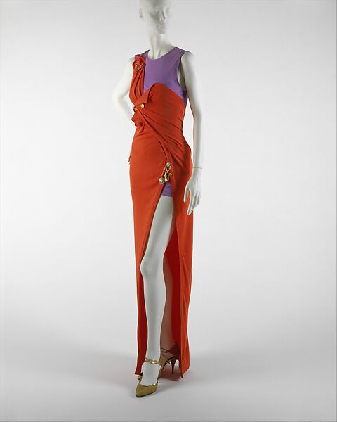 Evening dress, Versace Couture (Italian, founded 1992), synthetic fiber, metal, Italian 