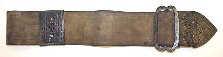 Belt, leather, brass, French (Breton) 