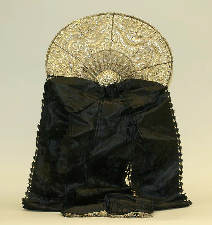 Headdress, silk, metal, German 