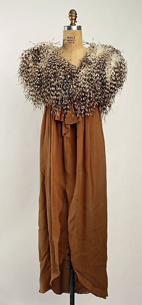 Evening dress, Bill Blass Ltd. (American, founded 1970), silk, ostrich feathers, American 