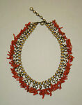 Jewelry set, Miriam Haskell (American, Albany, Indiana 1899–1952 Cincinnati, Ohio), coral, pearls, metal, American