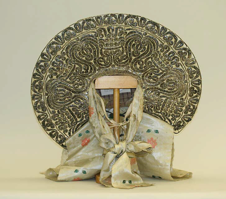 Headdress, silver, silk, probably Austrian
