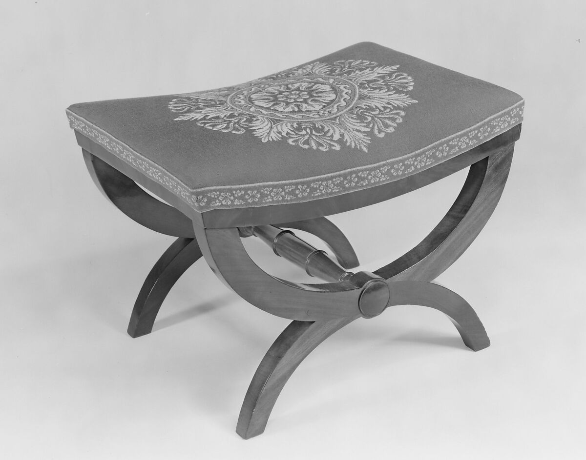 Taboret, Attributed to Workshop of Duncan Phyfe (American (born Scotland), near Lock Fannich, Ross-Shire, Scotland 1768/1770–1854 New York), Mahogany, ash, modern upholstery, American 