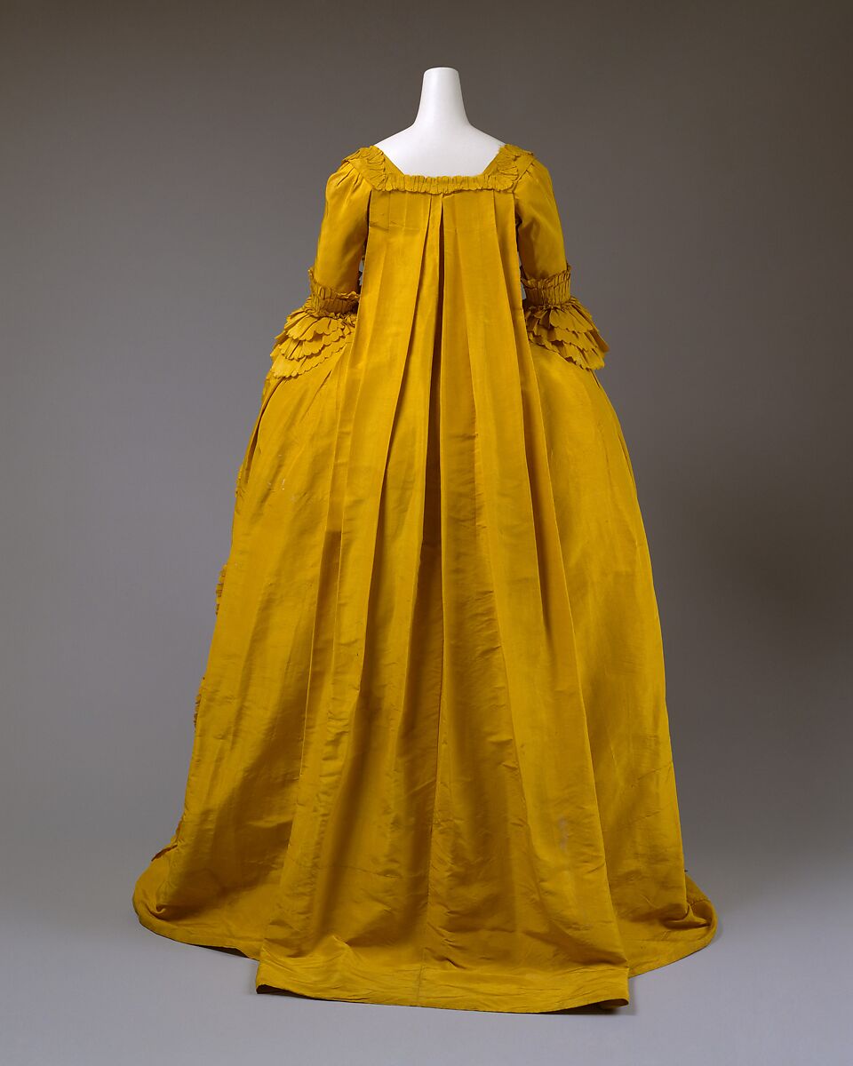 Robe à la française, silk, linen, cotton, British