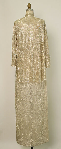 Evening ensemble, Halston (American, Des Moines, Iowa 1932–1990 San Francisco, California), silk, synthetic fiber, plastic, American