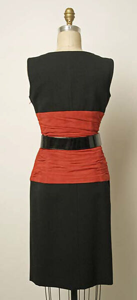 Dress, Yves Saint Laurent (French, founded 1961), wool, leather, French