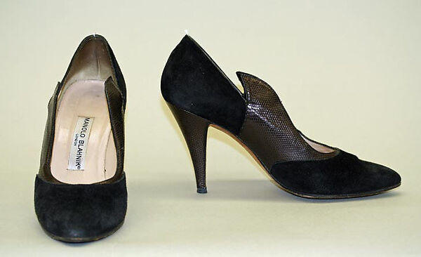 Pumps, Manolo Blahnik (British, born Spain, 1942), suede, snakeskin, British 