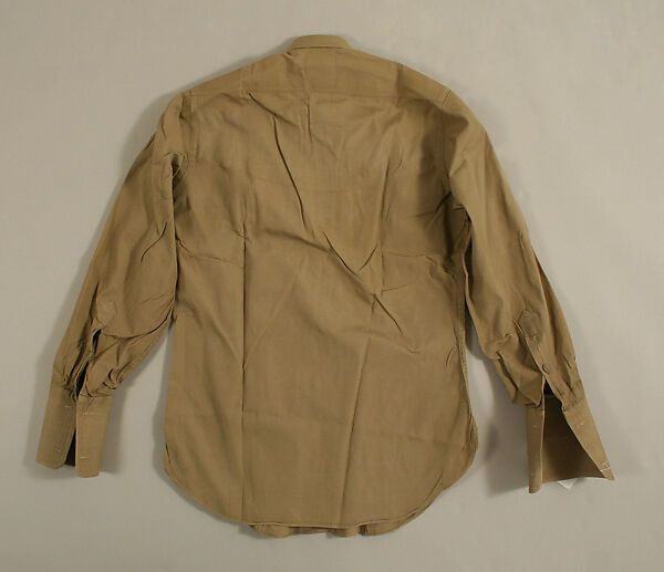 Military ensemble, a, j, k, l, m) wool
b, c) silver
d, e) metal
f, g, h, i) cotton, metal
n, o) cotton, American