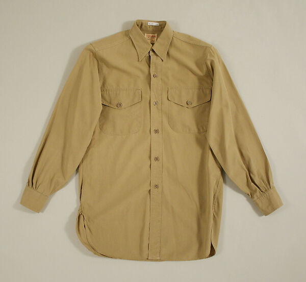 Military uniform, a, f, g, i, l, m) wool
b, c) silver
d, e, j, k, o, p, r, s) metal 
h, n, q) cotton, American