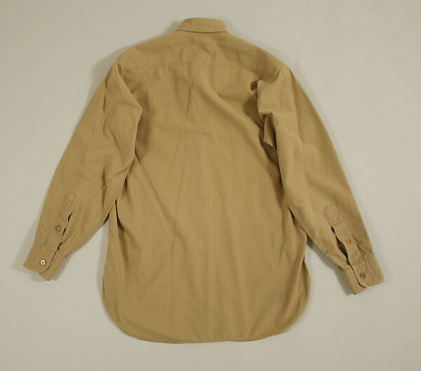 Military uniform, a, f, g, i, l, m) wool
b, c) silver
d, e, j, k, o, p, r, s) metal 
h, n, q) cotton, American