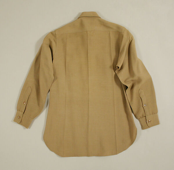 Military uniform, a, f, g, i, l, m) wool
b, c) silver
d, e, j, k, o, p, r, s) metal 
h, n, q) cotton, American