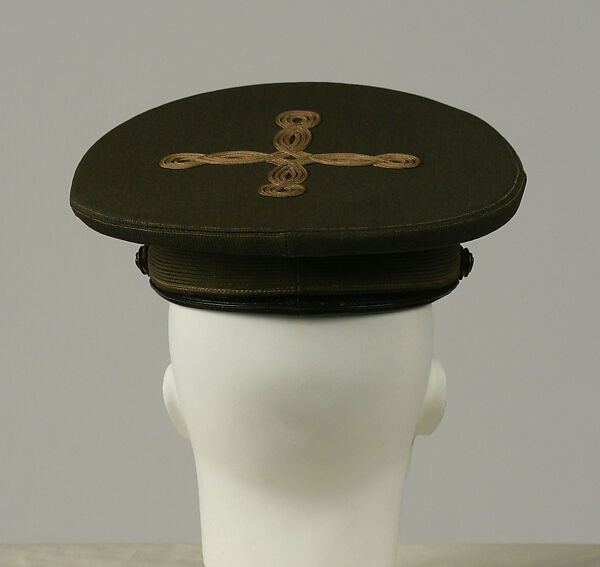 Military uniform, a, f, g, i, l, m) wool
b, c) silver
d, e, j, k, o, p, r, s) metal 
h, n, q) cotton, American