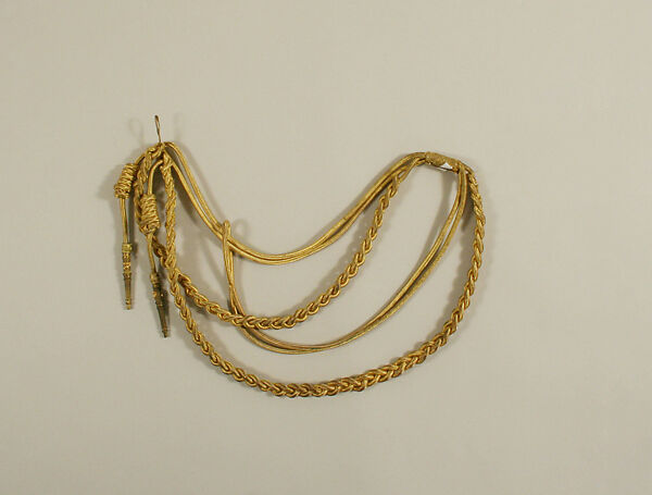 Military uniform, a, c, f) wool
b, h) cotton
d, e, i, j, k) metal
g) silk, American