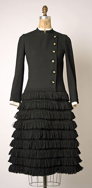 Dress, House of Chanel (French, founded 1910), wool, silk, French 