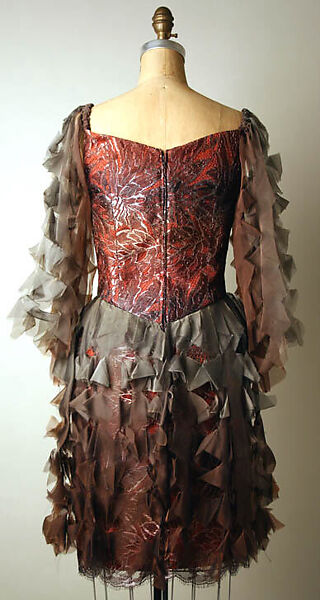 Evening dress, Zandra Rhodes (British, founded 1969), silk, metal, rayon, triacetate, British