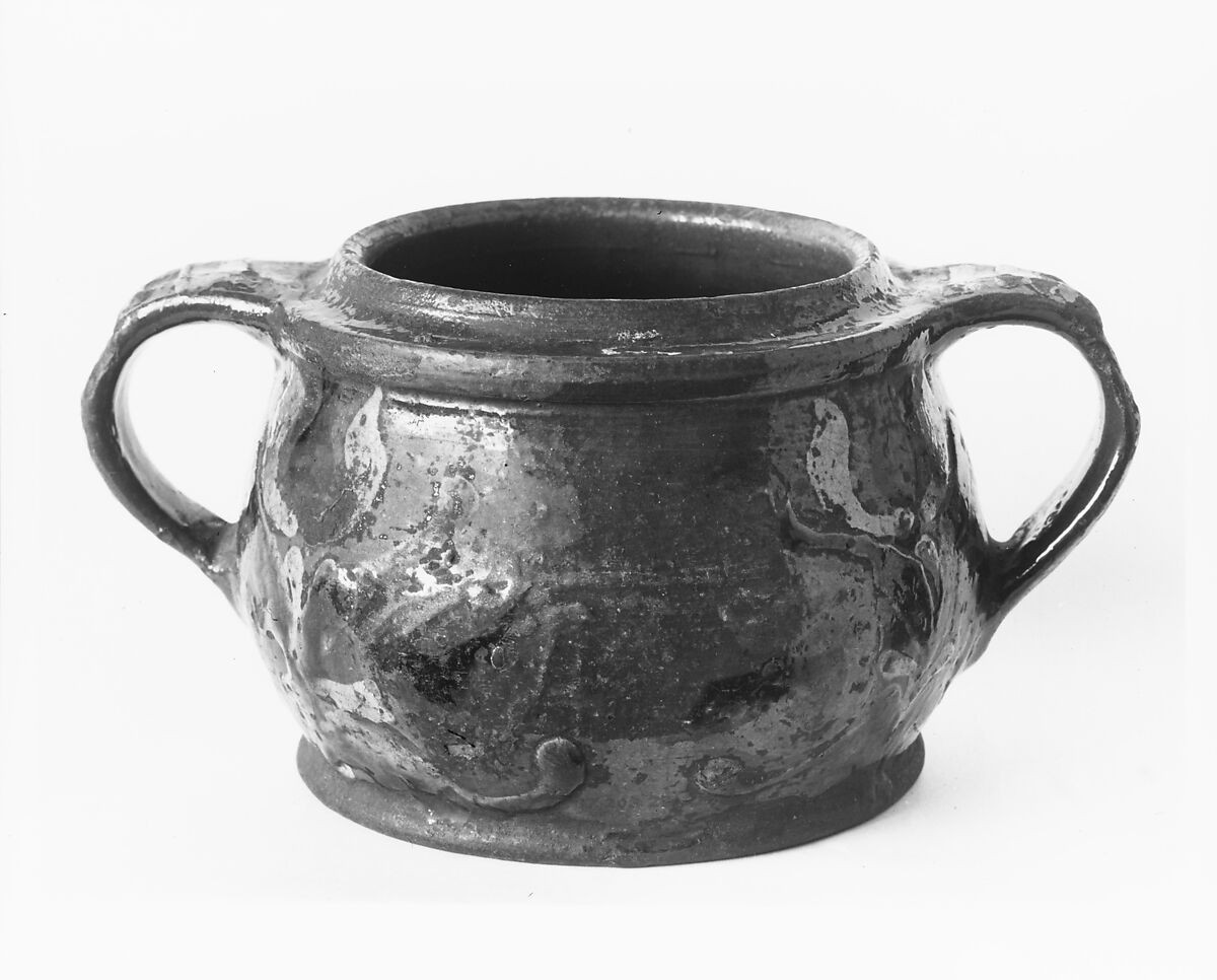 Sugar Bowl, Earthenware with slip decoration, American 