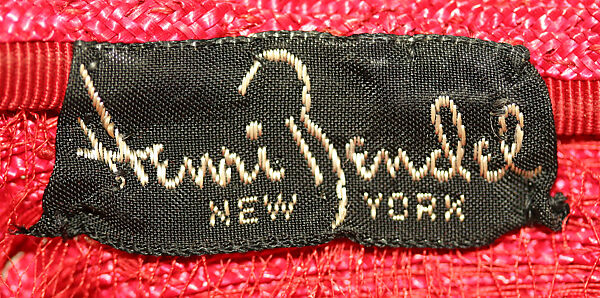 Hat, Henri Bendel (American, founded 1895), straw, velvet, American