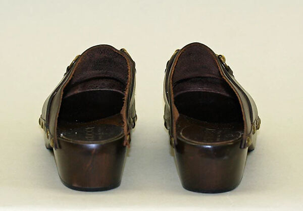 Clogs, Gucci (Italian, founded 1921), leather, wood, metal, Italian