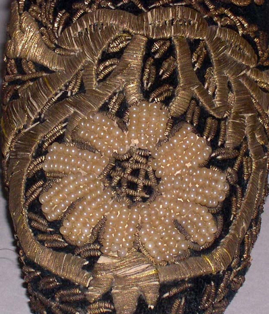 Dance slipper, silk, leather, metal, vellum, Turkish