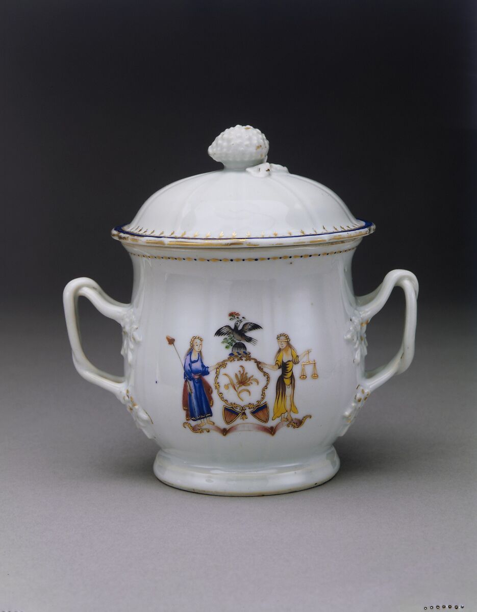Sugar Bowl, Porcelain, Chinese, for American market 