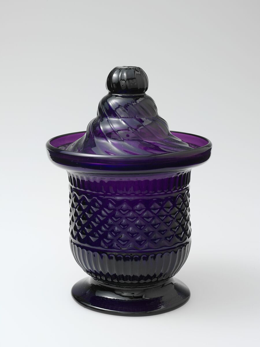 Sugar bowl, Blown-molded glass, American 