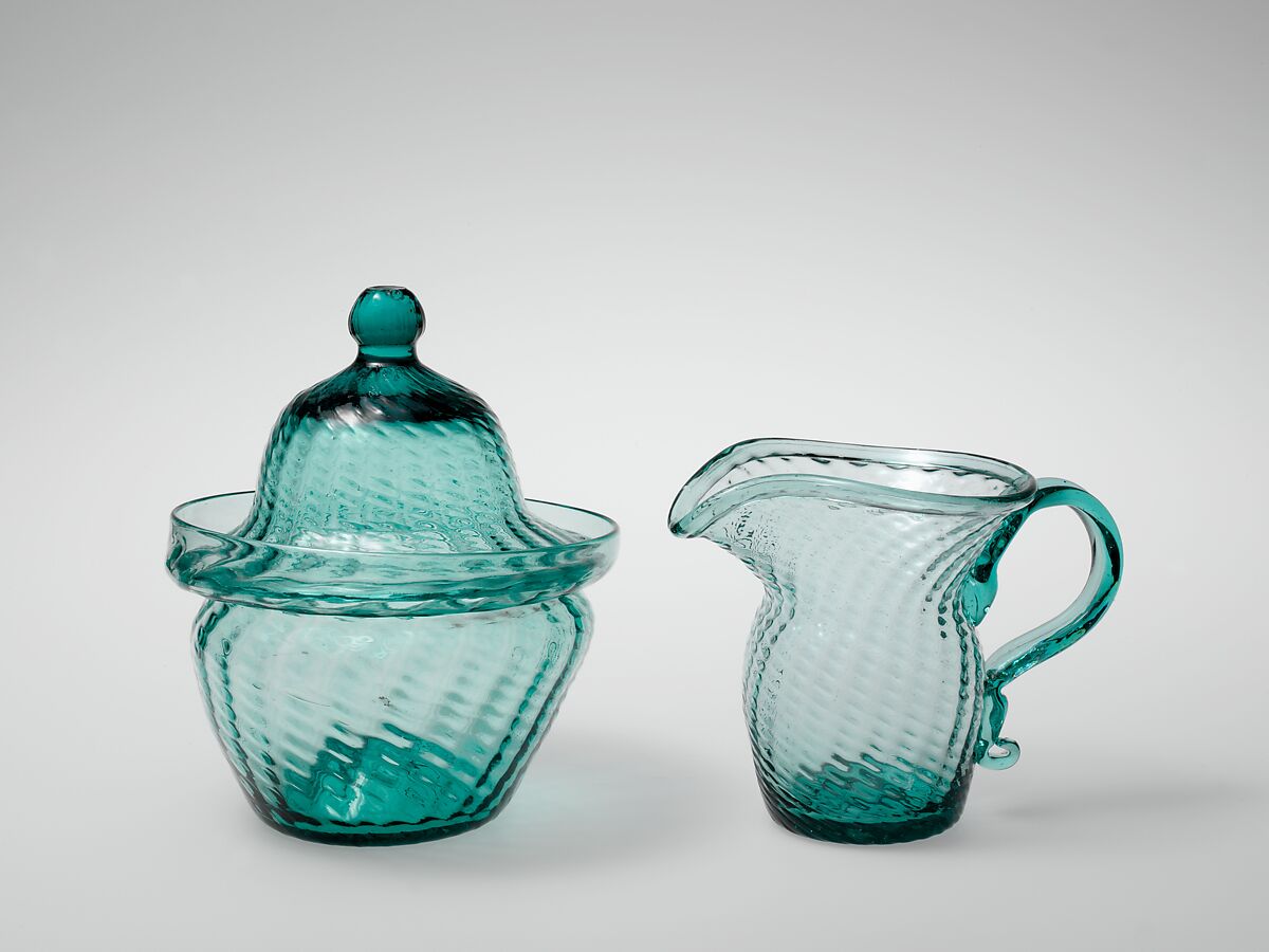 Sugar bowl, Blown-molded glass, American