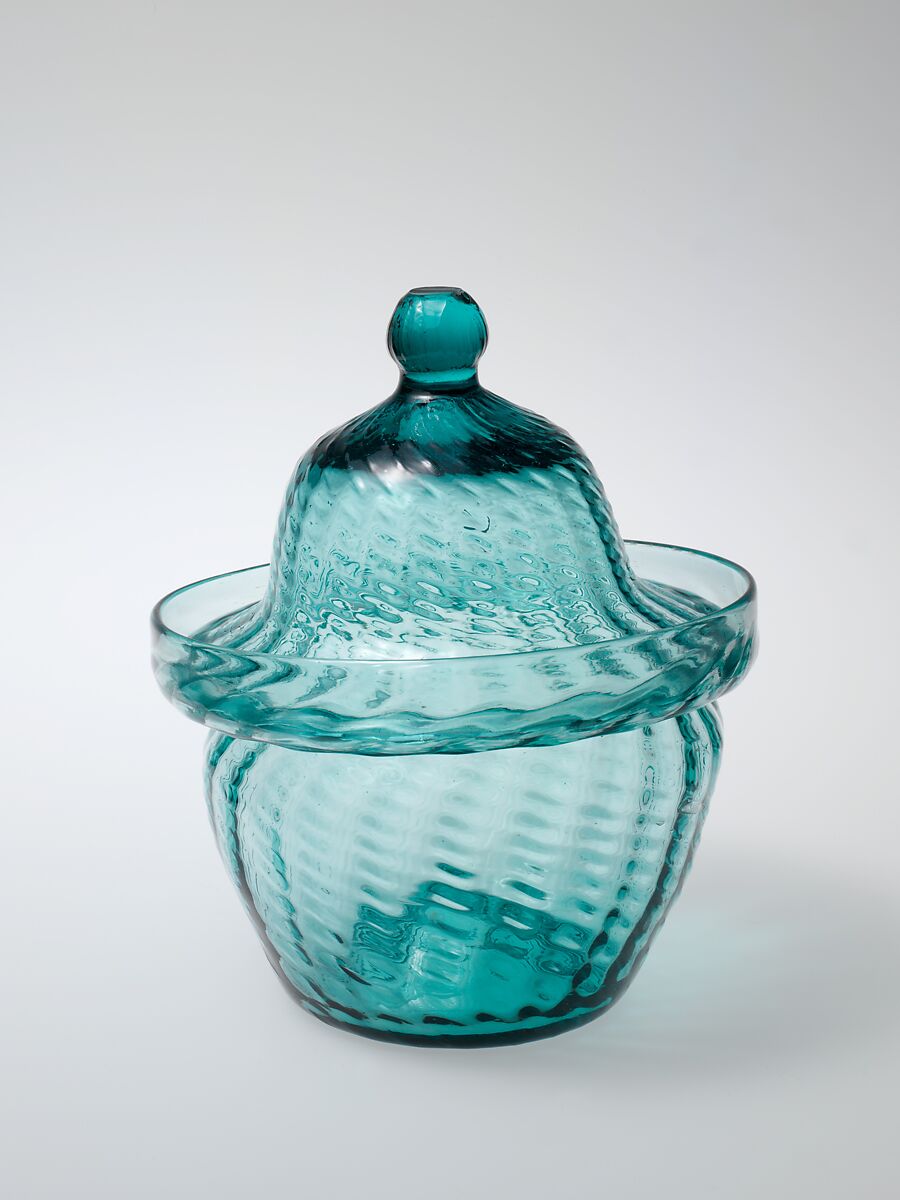 Sugar bowl, Blown-molded glass, American 