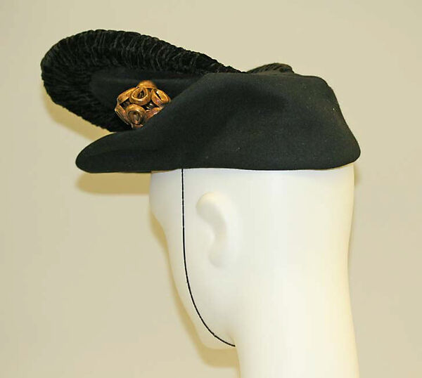 Hat, G. Howard Hodge (American), (a) wool, (b) metal, American