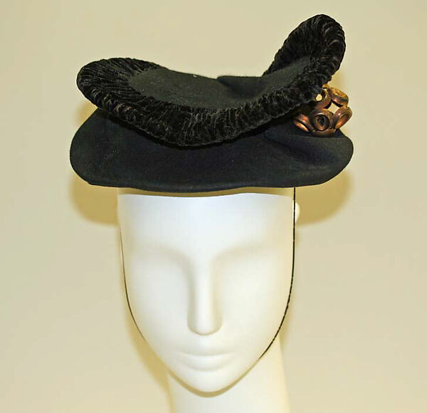 Hat, G. Howard Hodge (American), (a) wool, (b) metal, American 