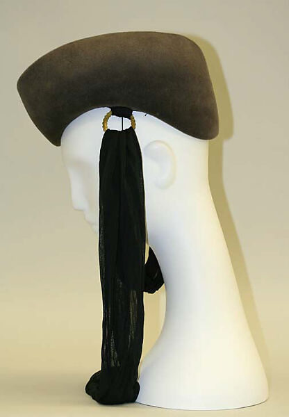 Hat, Roberta Bernays (American), wool, silk, metal, American
