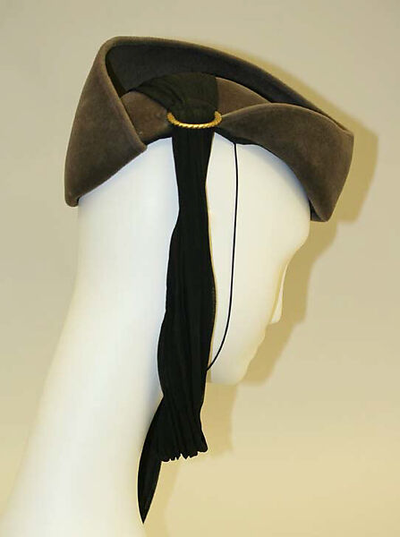 Hat, Roberta Bernays (American), wool, silk, metal, American