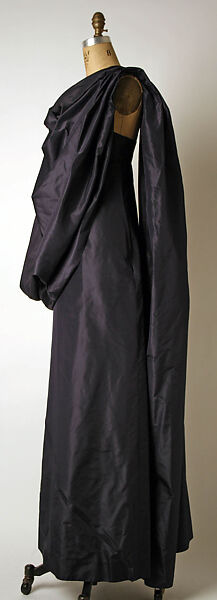 Evening ensemble, (a) Madame Grès (Germaine Émilie Krebs) (French, Paris 1903–1993 Var region), (a) silk   
(b, c)  silk, leather, French