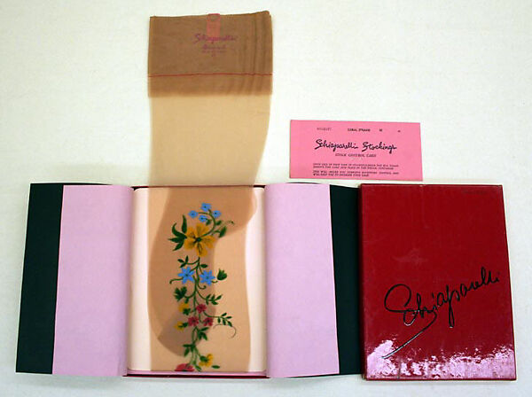 Stockings, Elsa Schiaparelli (Italian, 1890–1973), nylon, paper, French 