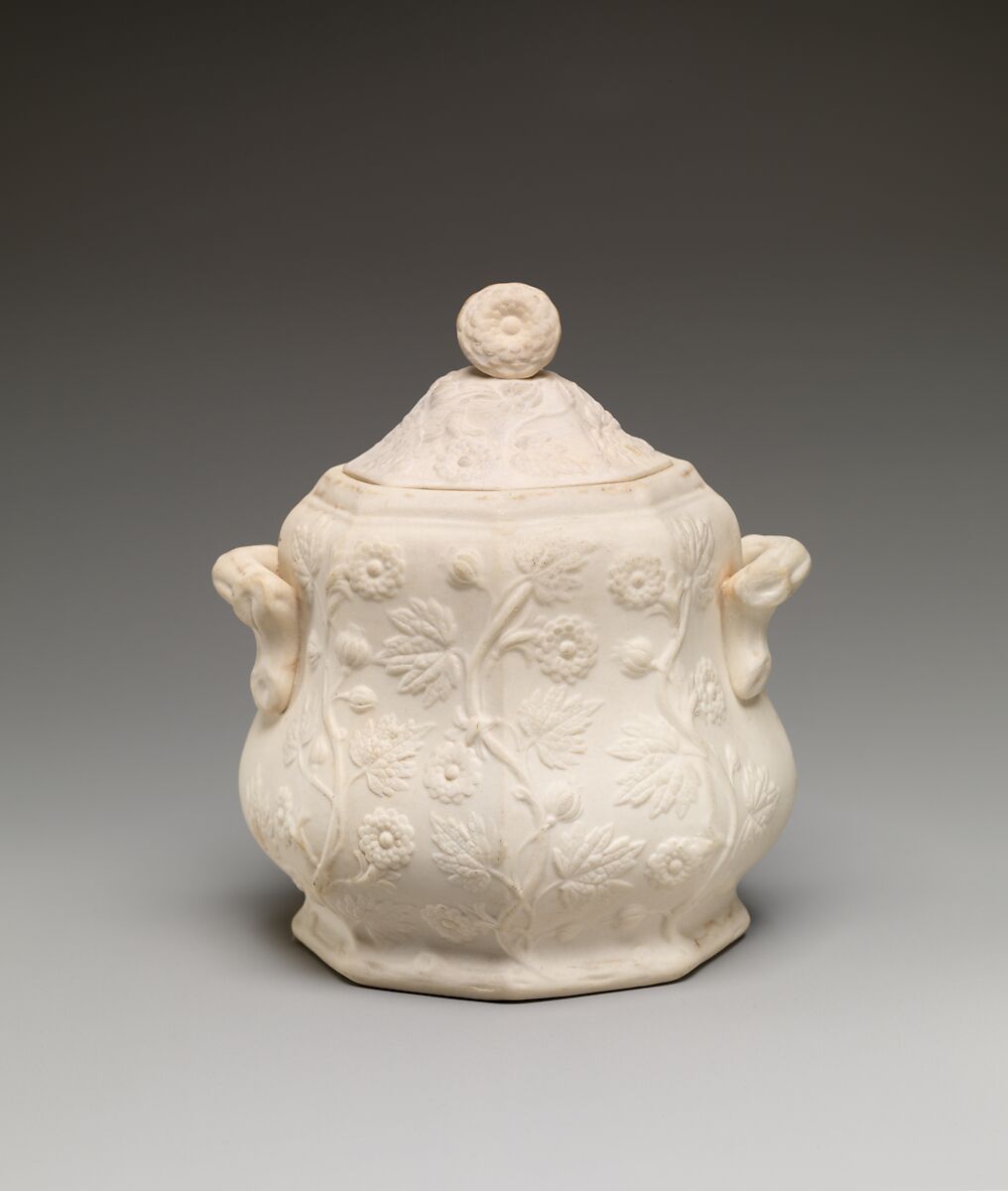 Sugar Bowl, Fenton&#39;s Works (1847–1848), Parian porcelain, American 