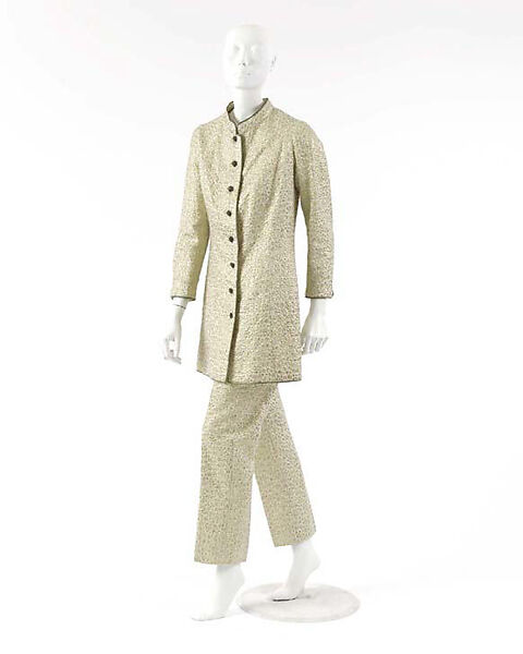 Evening ensemble, House of Chanel (French, founded 1910), synthetic fiber, metal, French