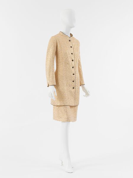 Evening ensemble, House of Chanel (French, founded 1910), synthetic fiber, metal, French 