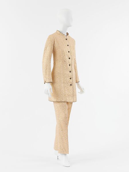 Evening ensemble, House of Chanel (French, founded 1910), synthetic fiber, metal, French
