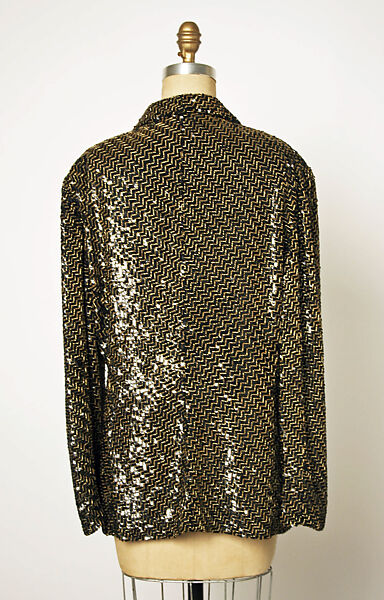 Evening suit, Giorgio Armani (Italian, founded 1974), silk, glass, plastic, Italian